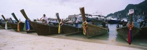 Longtail boats moored on the beach Ton Sai Beach Ko Phi Phi Don Phi Phi Islands Thailand Poster Print (18 x 7) Longtail boats moored on the beach Ton Sai Beach Ko Phi Phi Don Phi Phi Islands Thailand Poster Print (18 x 7)