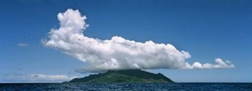 Posterazzi Clouds over Silhouette Island Seychelles Poster Print, (18 x 7)