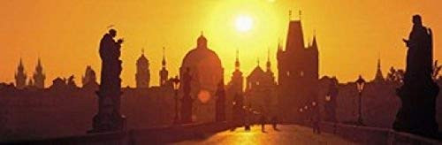 Statues along a bridge Charles Bridge Prague Czech Republic Poster Print (18 x 6)