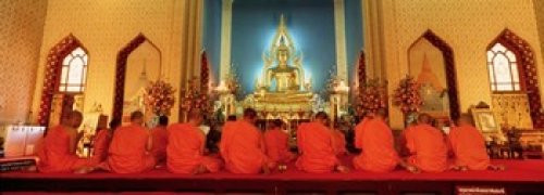 Monks Benchamapophit Wat Bangkok Thailand Poster Print (18 x 7)