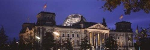 Posterazzi Facade of a Building at Dusk The Reichstag Berlin Germany Poster Print, (18 x 6), Varies