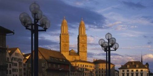 Posterazzi Low angle view of a church Grossmunster Zurich Switzerland Poster Print, (12 x 6)