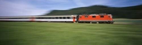 Posterazzi Train moving on a railroad track Poster Print, (18 x 6)