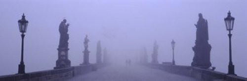 Statues and lampposts on a bridge Charles Bridge Prague Czech Republic Poster Print (18 x 6)