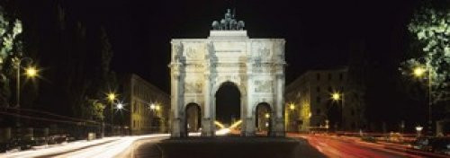 Posterazzi Siegestor at Ludwigstrasse Schwabing Munich Bavaria Germany Poster Print, (18 x 7)