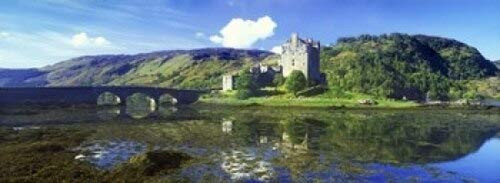 Posterazzi Reflection mountain in water Eilean Donan Castle Loch Duich Scotland Poster Print, (18 x 7)