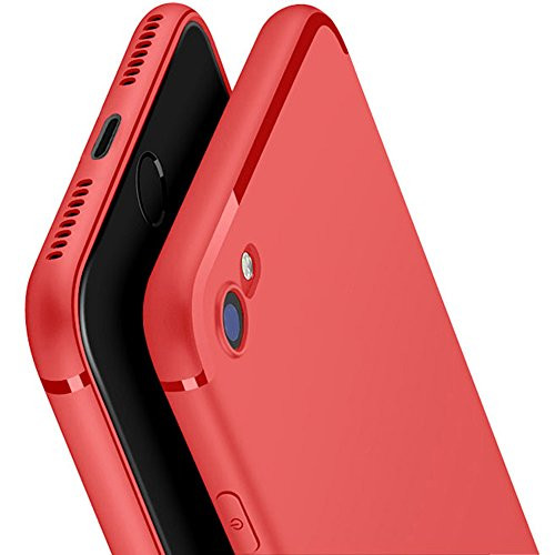 iphone 7 Case, iphone 8 Case, ZUERCONG Ultra-Thin [Slim Fit] Anti-fingerprint Non-slip [Not affect wireless charging] Soft Touch Matte TPU Protect Case Cover for apple iphone 7/8 4.7 inch, Red