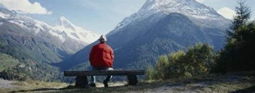 Posterazzi Hiker Contemplating Mountains Switzerland Poster Print, (18 x 7)