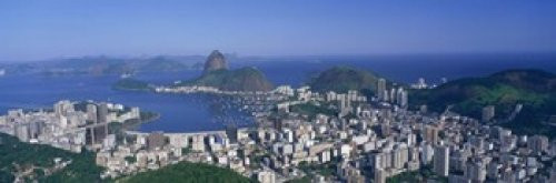 Skyline Cityscape Coastal City Rio De Janeiro Brazil Poster Print (18 x 6)