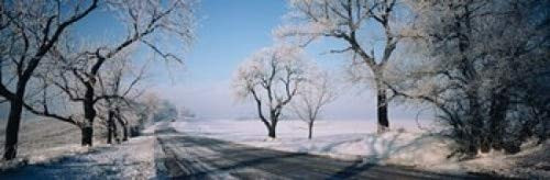 Posterazzi Road passing through winter fields Illinois USA Poster Print, (18 x 6) Posterazzi Road passing through winter fields Illinois USA Poster Print, (18 x 6)