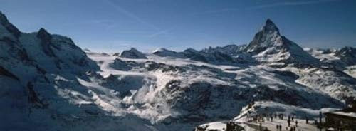 Posterazzi Skiers on mountains in winter Matterhorn Switzerland Poster Print, (18 x 7)
