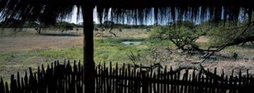 Posterazzi View from a hut waterhole Onguma Bush Camp Etosha National Park Kunene Region Namibia Poster Print, (18 x 7)
