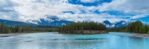Posterazzi Clouds over mountains Athabasca River Icefields Parkway Jasper National Park Alberta Canada Poster Print, (18 x 6)