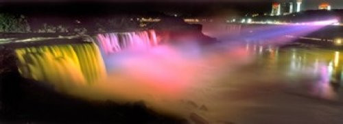 Posterazzi Falls at night River Niagara County New York State USA Poster Print, (18 x 7)