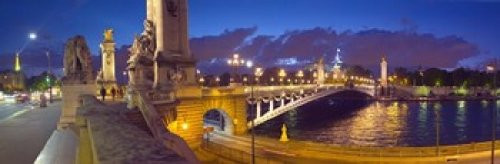 Posterazzi Pont Alexandre III bridge at dusk Seine River Paris Ile-de France Poster Print, (18 x 6)