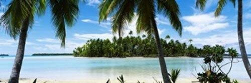 Posterazzi Palm trees on the beach Rangiroa Atoll French Polynesia Poster Print, (18 x 6)