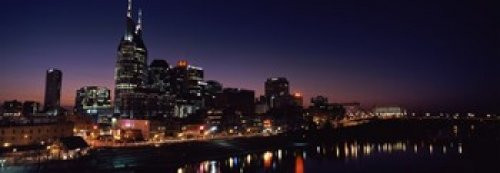 Posterazzi Skylines at Night Along Cumberland River Nashville Tennessee USA 2013 Poster Print, (18 x 7), Varies