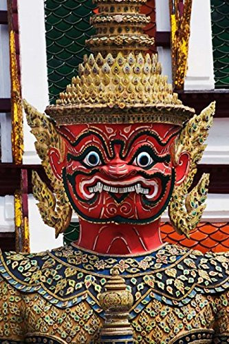 One of six pairs of guardian demons flanking entrance to the Gallery or Phra Rabieng Wat Phra Kaeo Bangkok Thailand Poster Print by Adam Jones (15 x 2