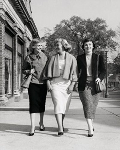 Posterazzi Three young women walking on the sidewalk Poster Print, (18 x 24)
