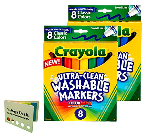 Crayola Broad Point Washable Markers - Pack of 2 (58-7808-2Pack), Includes 5 Color Flag Set Crayola Broad Point Washable Markers - Pack of 2 (58-7808-2Pack), Includes 5 Color Flag Set