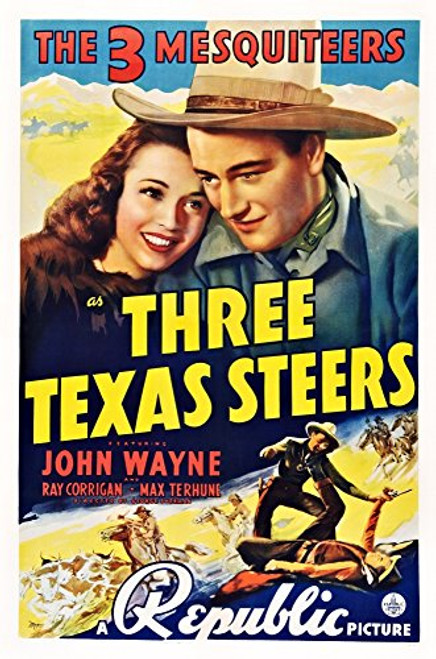 Posterazzi Three Texas Steers Us Art Top From Left: Carole Landis John Wayne 1939. Movie Masterprint Poster Print, (11 x 17)