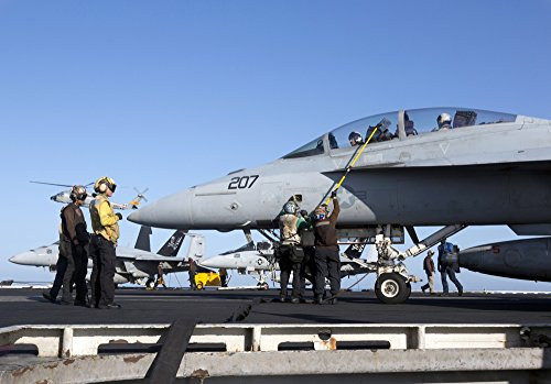 Posterazzi October 3 2012-An F/A-18F Super Hornet of VFA-103 Jolly Rogers during flight operations on the USS Dwight D Poster Print, (17 x 11)