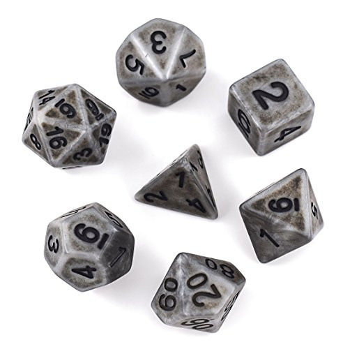 Polyhedral Dice Set DND Dice Sliver Ancient Dice for Dungeons and Dragons DND RPG MTG Tabletop Roleplaying Game