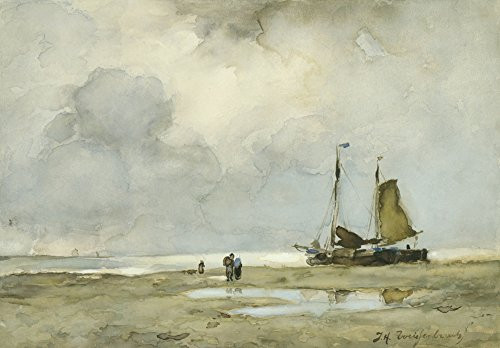 Posterazzi Beached Boat Poster Print by Johan Hendrik Weissenbruch C. 1895 Dutch Watercolor Painting. (Bsloc_2016_1_229), (24 x 18)
