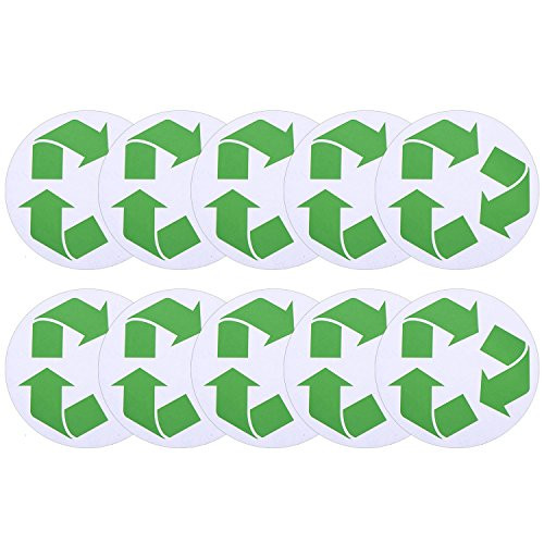 TecUnite 10 Pack Recycle Symbol Sticker Self Adhesive Recycling Symbol Labels Decals for Garbage Can Trash Bins Containers Trashcan, Green