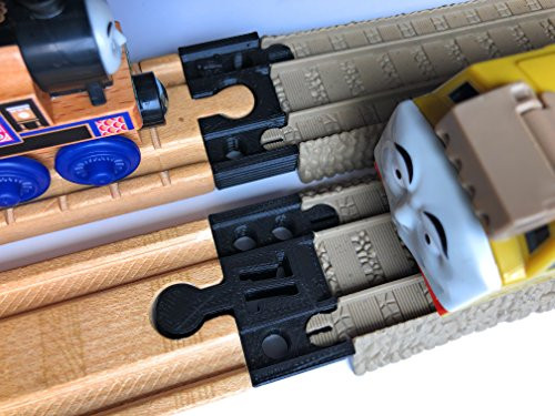 TrainLab Adapters Compatible with Trackmaster (2009 Brown) to Wooden Railway Train Tracks (2pc) (Black)
