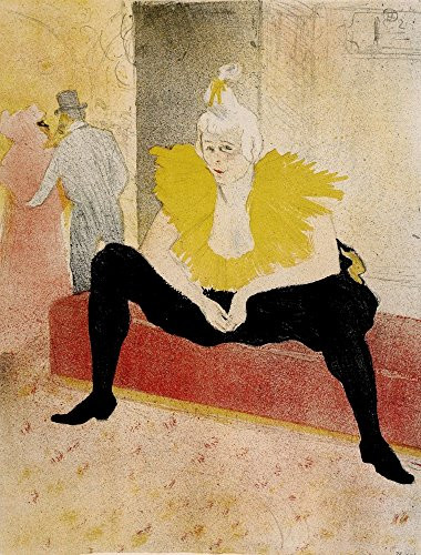 Seated Clown (Mademoiselle Cha-U-Kao) 1896 Poster Print by H de Toulouse-Lautrec (18 x 24)