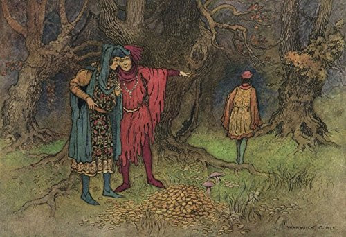 Posterazzi Works of Geoffrey Chaucer 1912 Three Revelers Poster Print by Warwick Goble, (18 x 24)