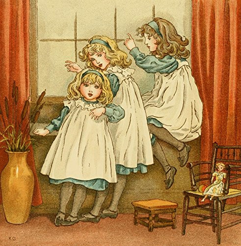 Posterazzi An April Baby's Book of Tunes 1900 Three sisters Poster Print by Kate Greenaway, (18 x 24)
