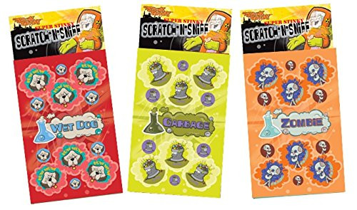 Just For Laughs Dr. Stinky's Scratch N Sniff Stickers 3-Pack- Zombie, Wet Dog, Garbage 81 Stickers