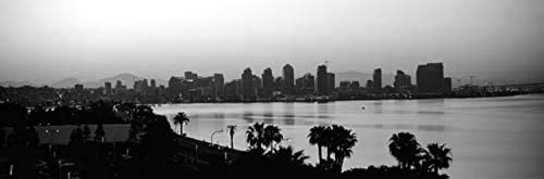 Posterazzi Silhouette of buildings at the waterfront Bay San Diego County California USA Poster Print, (6 x 18)