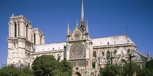 Posterazzi Low angle view of the Notre Dame Paris Ile-De France Poster Print, (6 x 12)