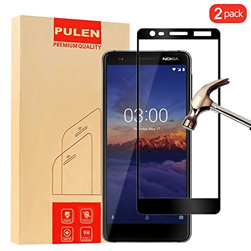 [2-Pack] Nokia 3.1 2018 Screen Protector, PULEN HD Clear Film [Full Screen Coverage] [Scratch Resistant] [Bubble Free] [Anti-fingerprints] 9H Hardness Tempered Glass for Nokia 3.1 2018 (Black)