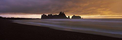 Beach at dusk Rialto Beach Olympic National Park Washington State USA Poster Print (6 x 18)