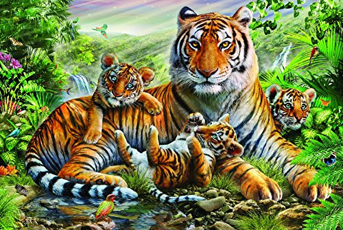 Posterazzi Tiger and Cubs (Variant 3) Poster Print by Adrian Chesterman, (18 x 9)