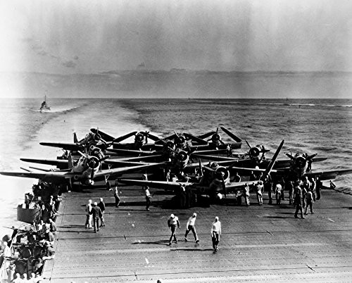 World War Ii Midway 1942 Npilots And Crew Preparing Fighter Planes Aboard The Uss Enterprise Prior To Their Take-Off For The Battle Of Midway 3-6 June