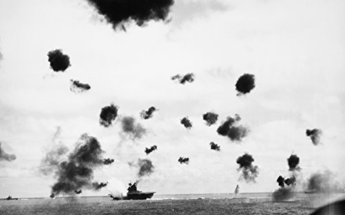 World War Ii Midway 1942 Nthe Uss Yorktown Under Aerial And Submarine Attack During The Battle Of Midway During World War Ii 3-6 June 1942 The Ship Wa