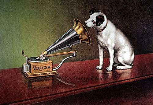 Rca Victor Trademark NHis MasterS Voice Trademark Image Of Rca Victor Featuring Nipper The Dog American Lithograph Poster C1920 Poster Print by (18 x