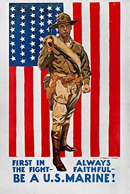 World War I US Marines NFirst In The Fight American World War I Marine Corps Recruiting Poster C1918 By James Montgomery Flagg Poster Print by (18 x 2 World War I US Marines NFirst In The Fight American World War I Marine Corps Recruiting Poster C1918 By James Montgomery Flagg Poster Print by (18 x 2