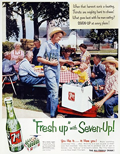 Seven-Up Soda Ad 1954 NFresh Up With Seven-Up Advertisement For 7-Up Soda (The All-Family Drink) From An American Magazine 1954 Poster Print by (18 x