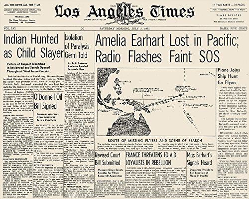Earhart La Times 1937 Nfront Page Of The Los Angeles Times 3 July 1937 Announcing The Disappearance Of Amelia EarhartS (1898-1937) Plane Poster Print