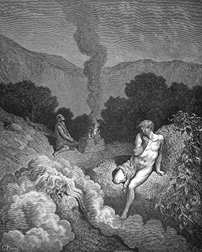 Posterazzi Cain & Abel. /Ncain And Abel Offering Their Sacrifices (Genesis 4:2-5). Wood Engraving After Gustave Dor. Poster Print by, (18 x 24)