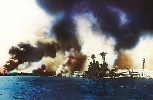 Wwii Pearl Harbor 1941 Nthe USS Arizona In Burning Clouds Of Smoke As It Sinks Dec 7 1941 Poster Print by (18 x 24) Wwii Pearl Harbor 1941 Nthe USS Arizona In Burning Clouds Of Smoke As It Sinks Dec 7 1941 Poster Print by (18 x 24)