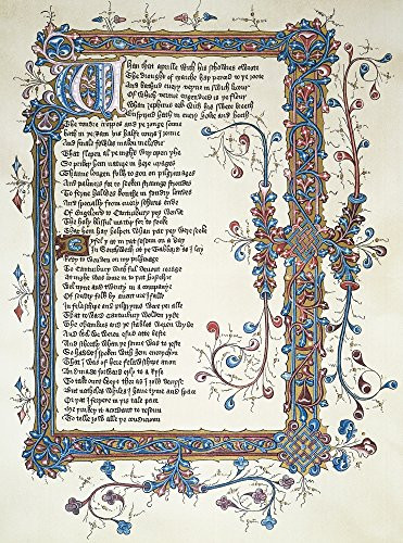 Canterbury Tales Nthe Beginning Of The Prologue To ChaucerS Canterbury Tales A 15Th Century Manuscript Page Poster Print by (18 x 24)