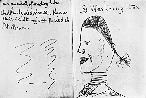 George Washington N(1732-1799) First President Of The United States Drawing And Brief Biography Of Washington Made By TS Eliot At Age 7 1895 Poster Pr