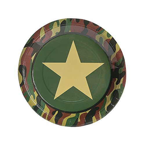 Fun Express - Army/camo Dinner Plates for Birthday - Party Supplies - Print Tableware - Print Plates & Bowls - Birthday - 8 Pieces